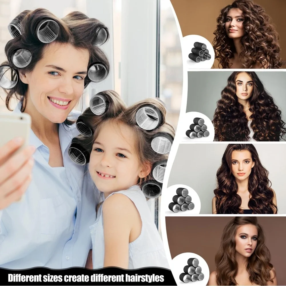 BRAND NEW 💫 4 Sizes Rollers Hair Curlers, 50 Pcs Set Jumbo Hair Rollers